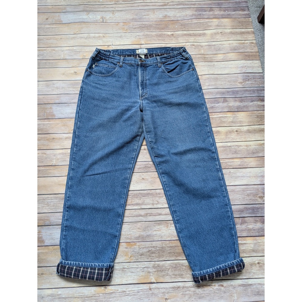 Vintage L.L. Bean Flannel Lined Jeans Mens 38x32 Comfort Waist Y2K Plaid